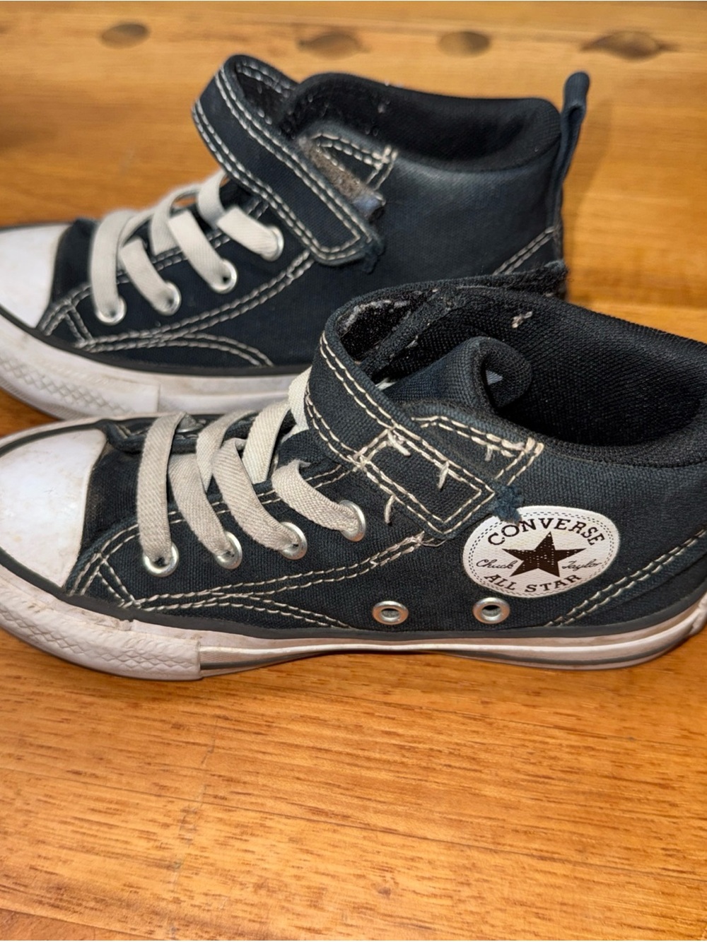 Converse Kids Black High Top Sneakers with White Accents